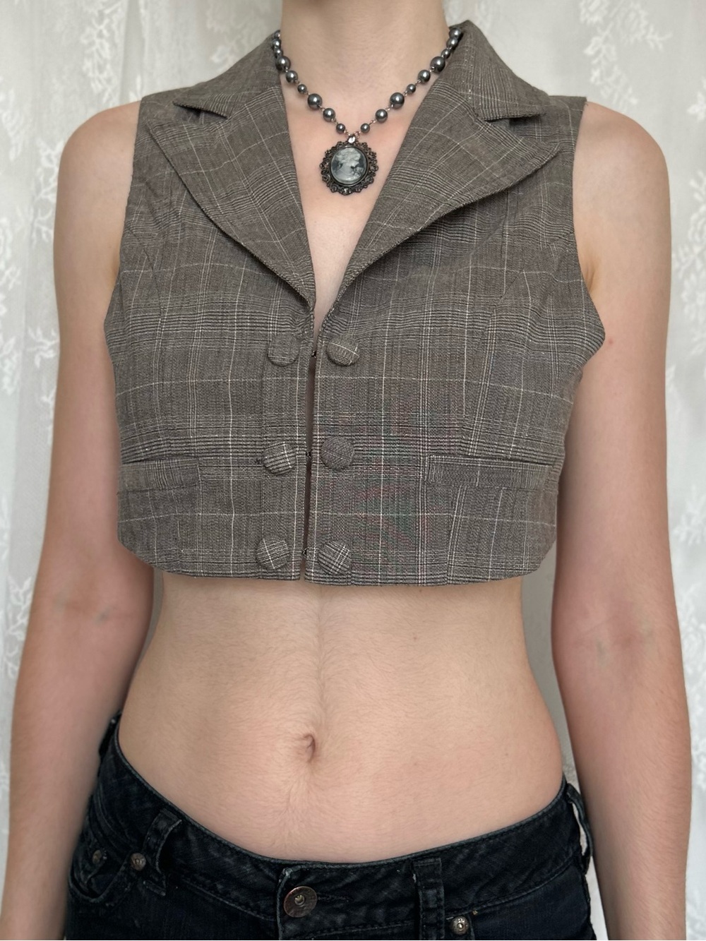 Office Siren / Dark Academia Grey & Brown Vest